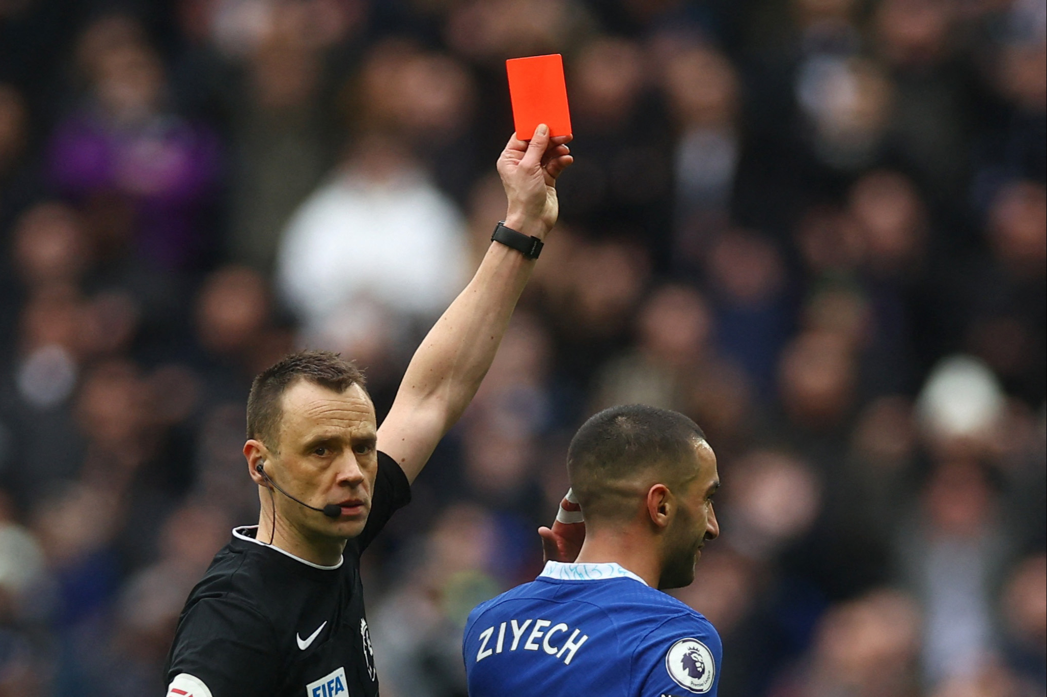 Why Hakim Ziyech was not sent off for Chelsea against Tottenham for slap on Emerson Royal after VAR confusion