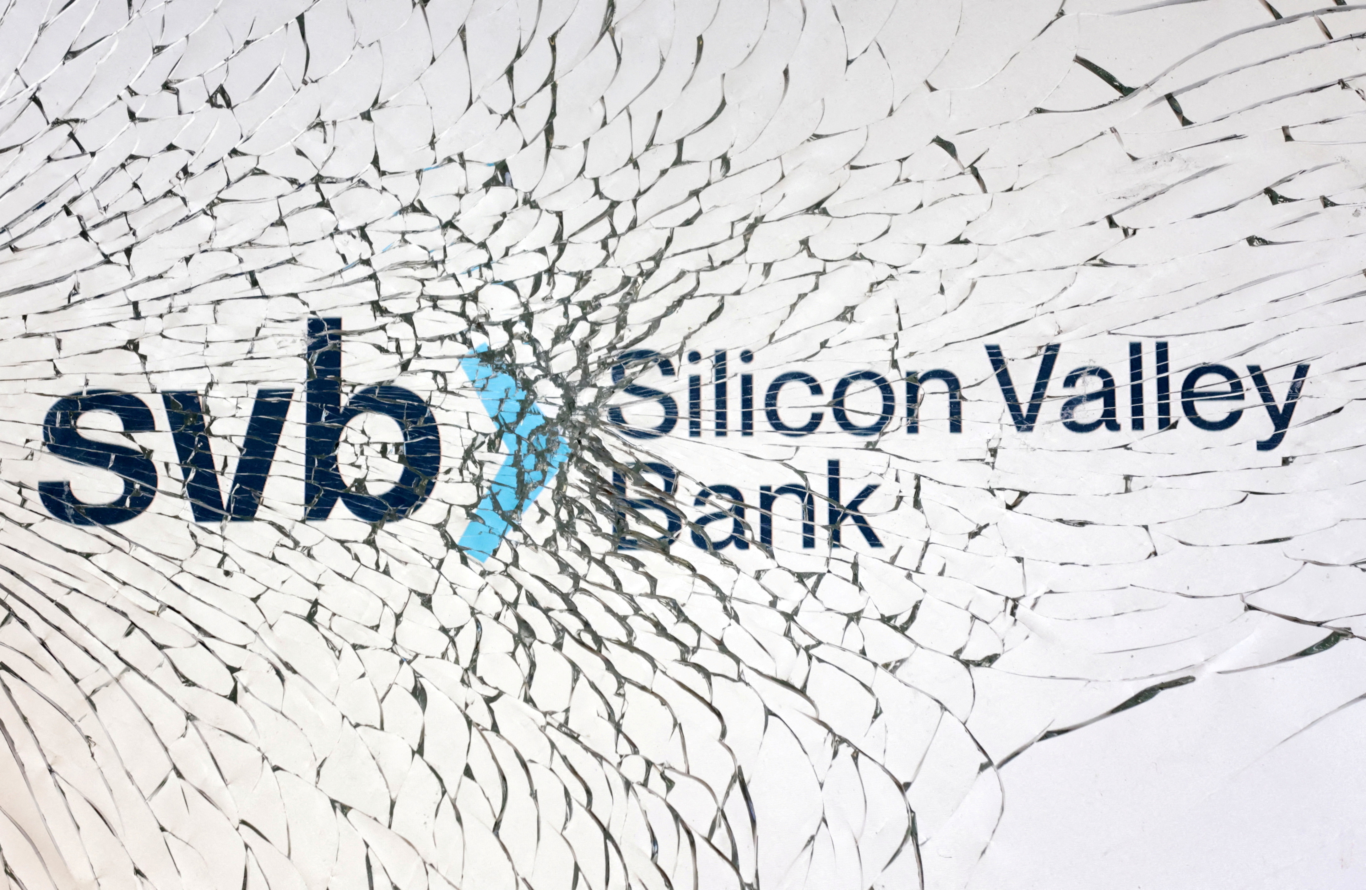 FILE PHOTO: Illustration shows SVB (Silicon Valley Bank) logo