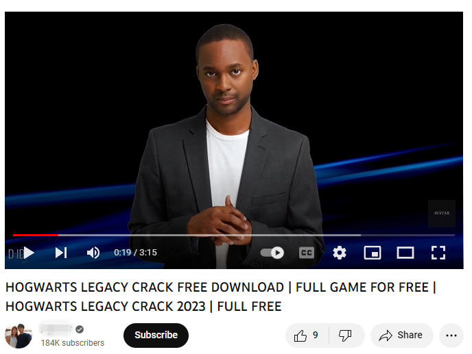 A screenshot of an AI-generated scam video