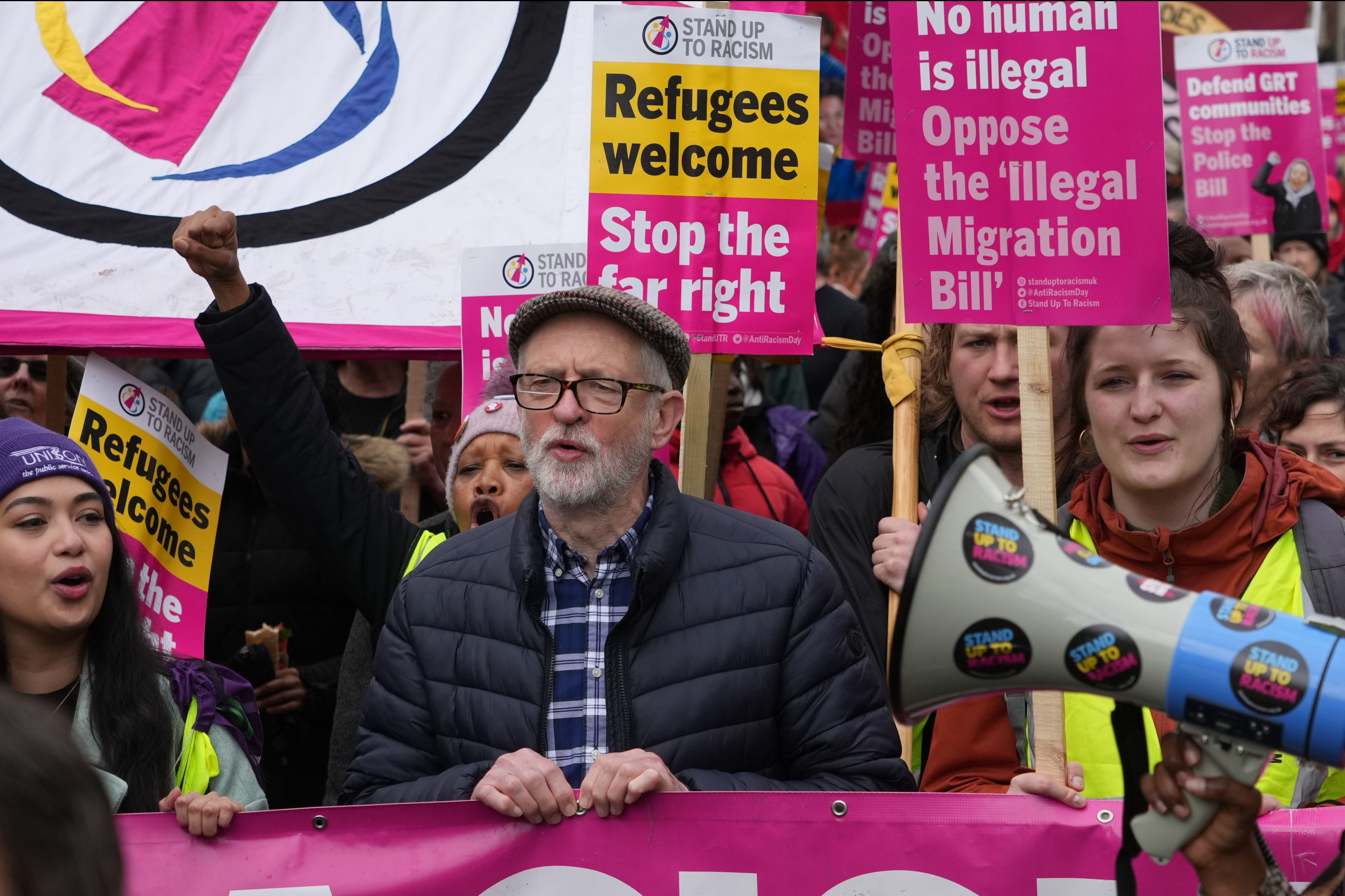 Jeremy Corbyn joins anti-racism demonstration protest against Immigration Bill