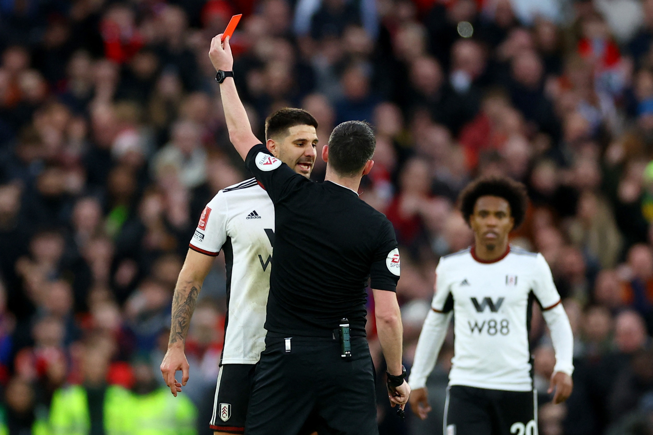 Manchester United 3-1 Fulham: Three red cards in FA Cup implosion as hosts reach semi-finals