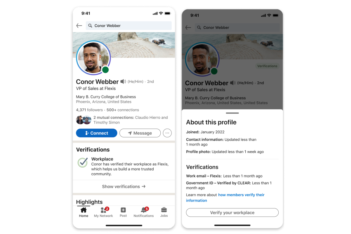 LinkedIn verification