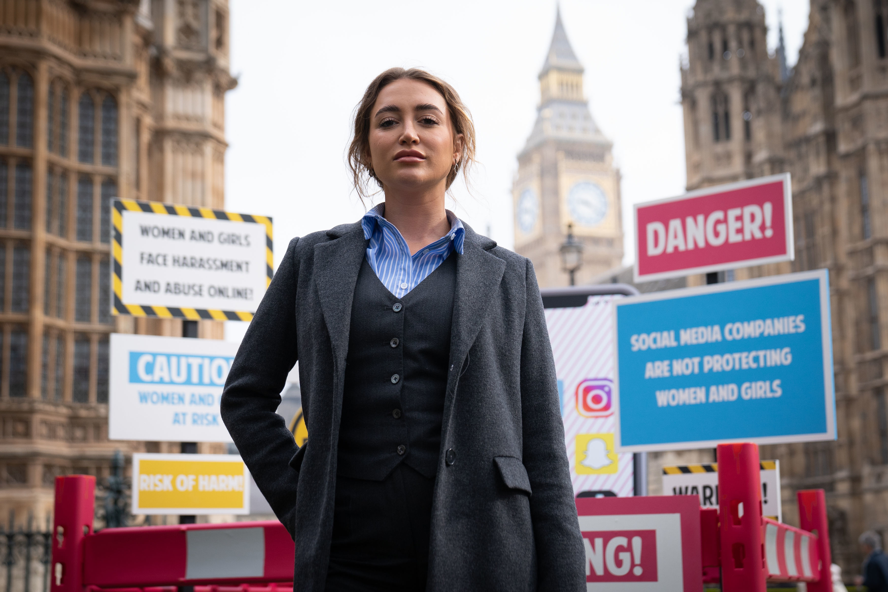 Love Island star Georgia Harrison joins Westminster protest calling for better online safety for women and girls