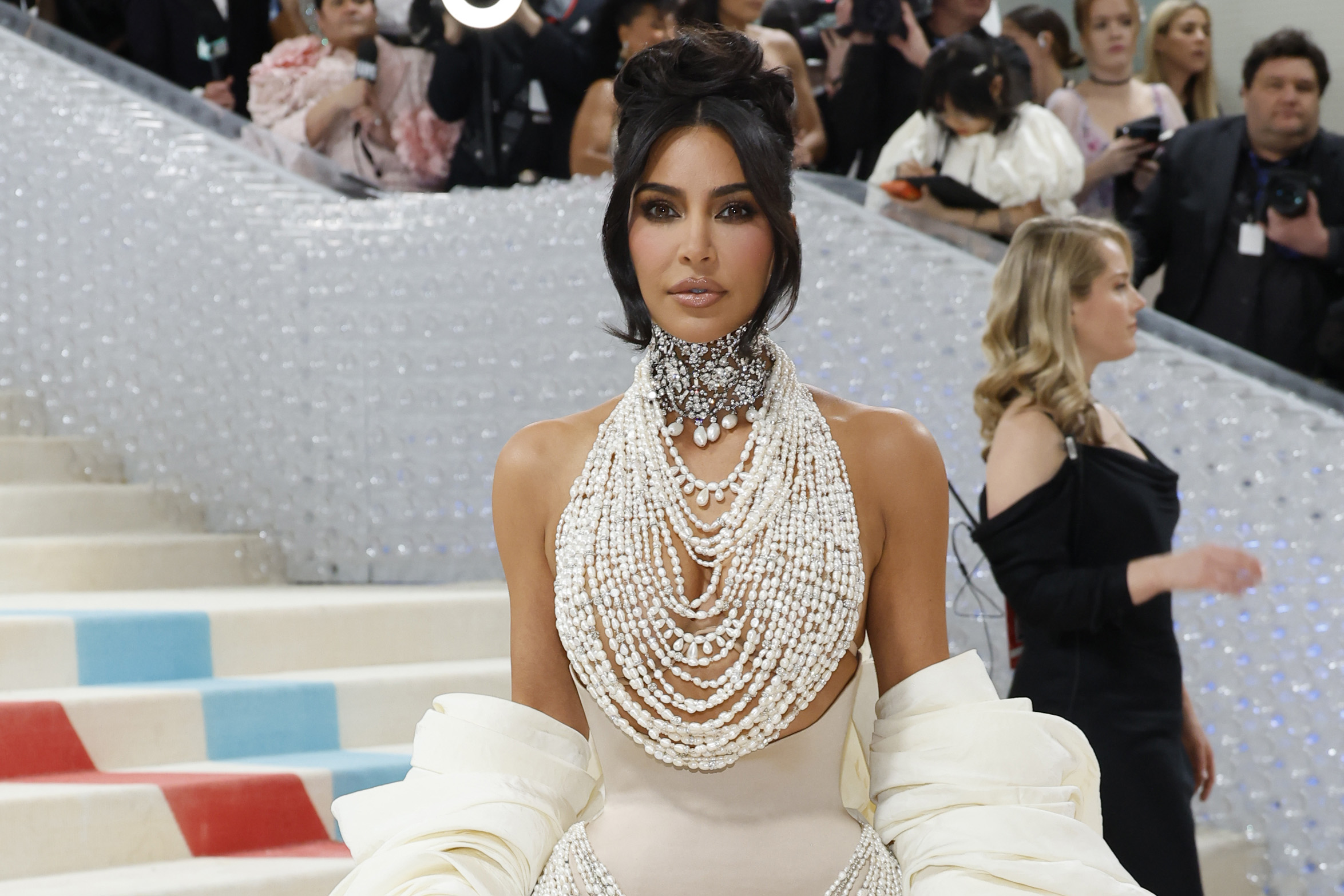 Kim Kardashian wears 50,000 pearls for her 2023 Met Gala look by Schiaparelli