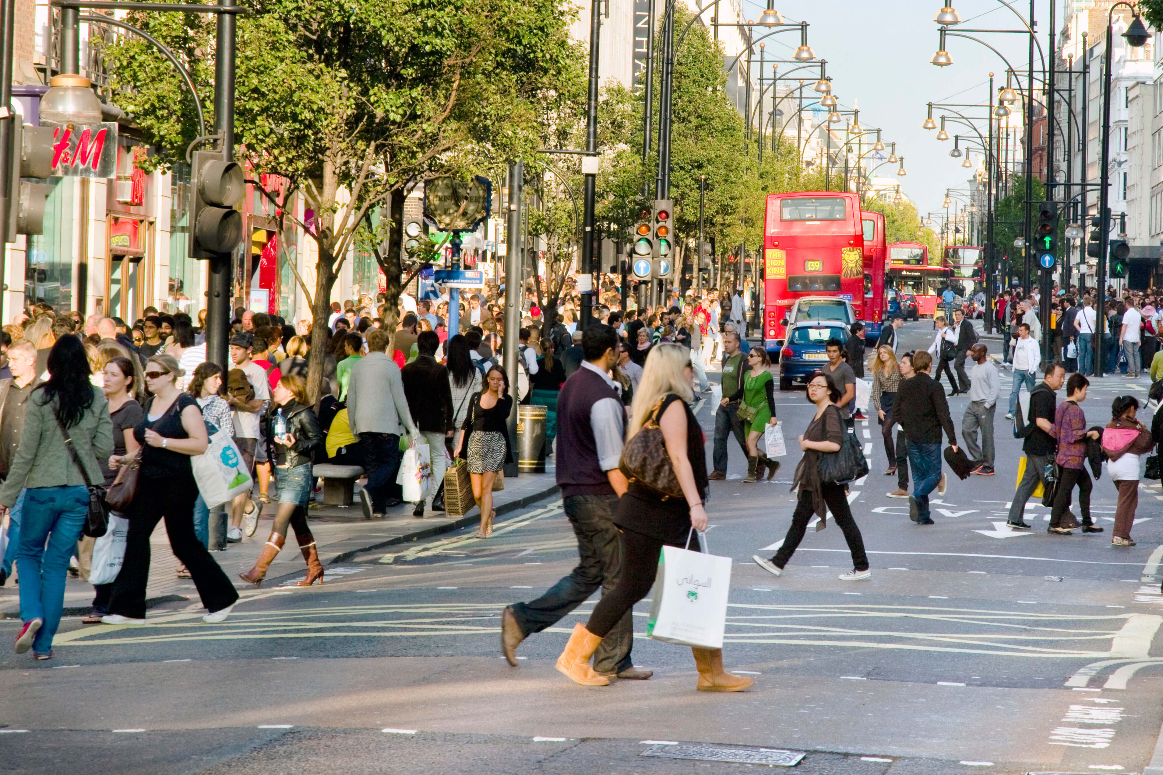 Busy Oxford Street in London England