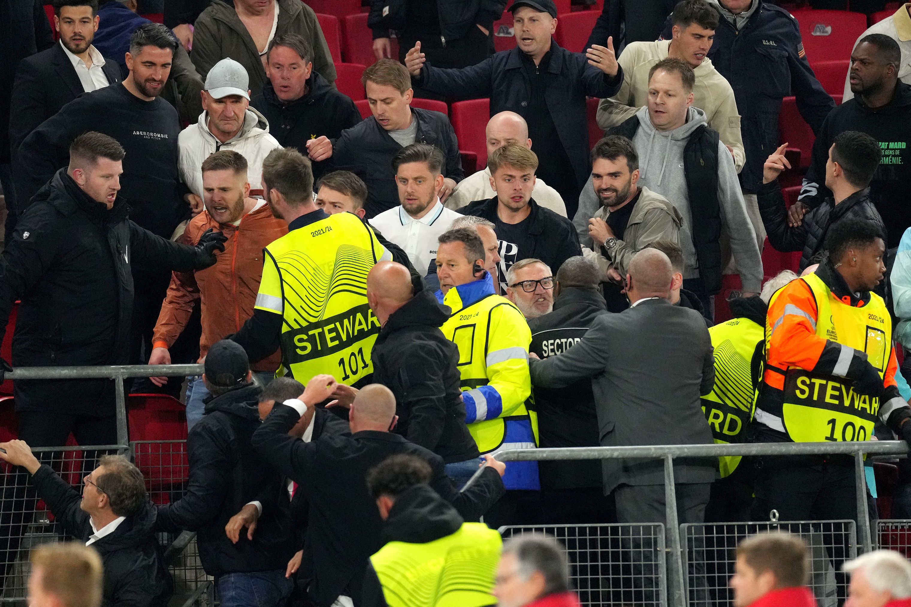 AZ Alkmaar fans attack West Ham supporters after Europa Conference League semi-final