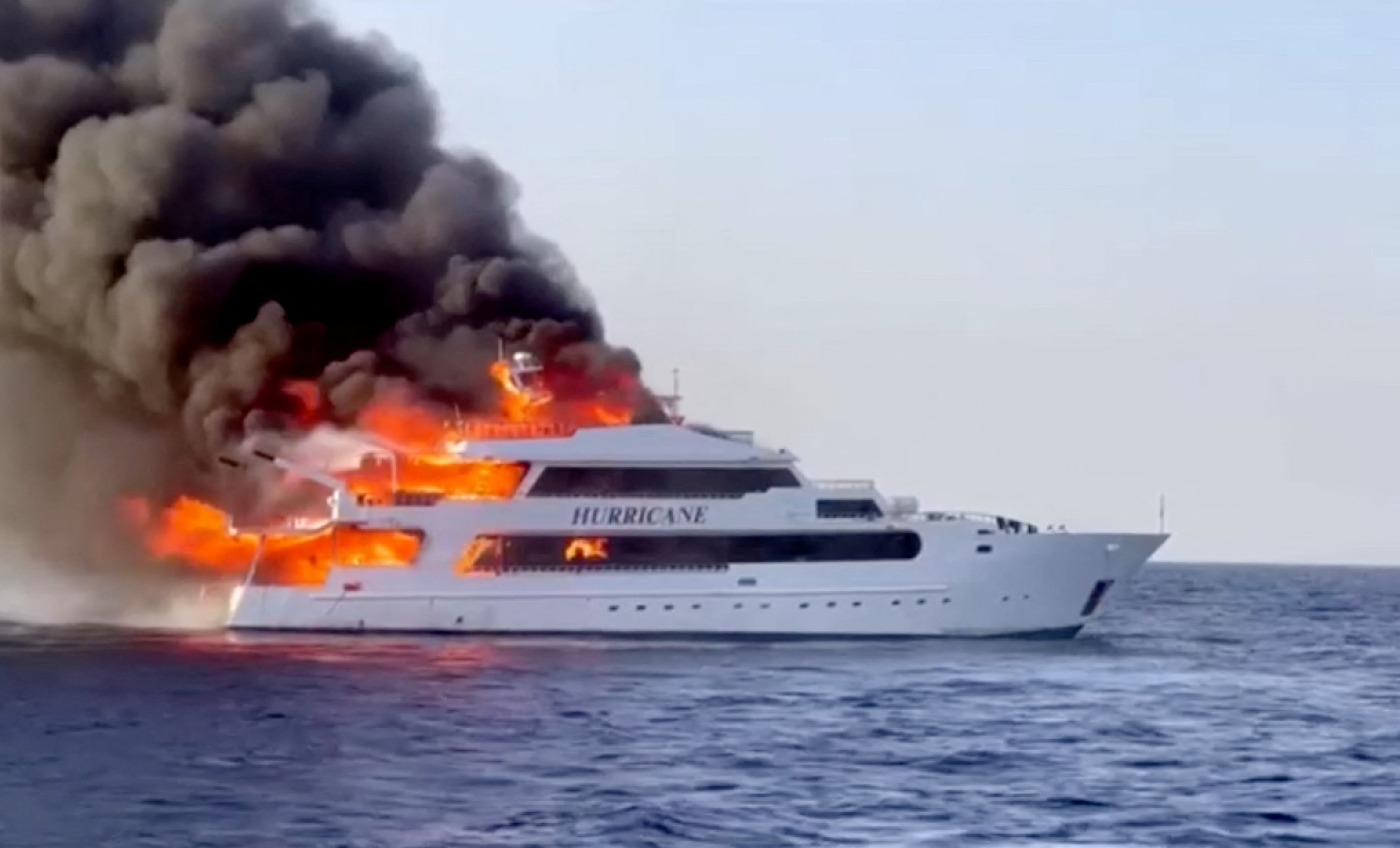 Massive fire on Egypt tourist boat leaves at least three British tourists missing