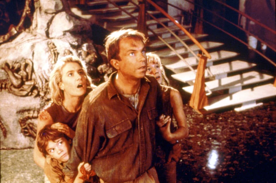 Film: 'Jurassic Park' (1993).Starring Lto R,Joseph Mazzello,Laura Dern,Sam Neill and Arianna Richards