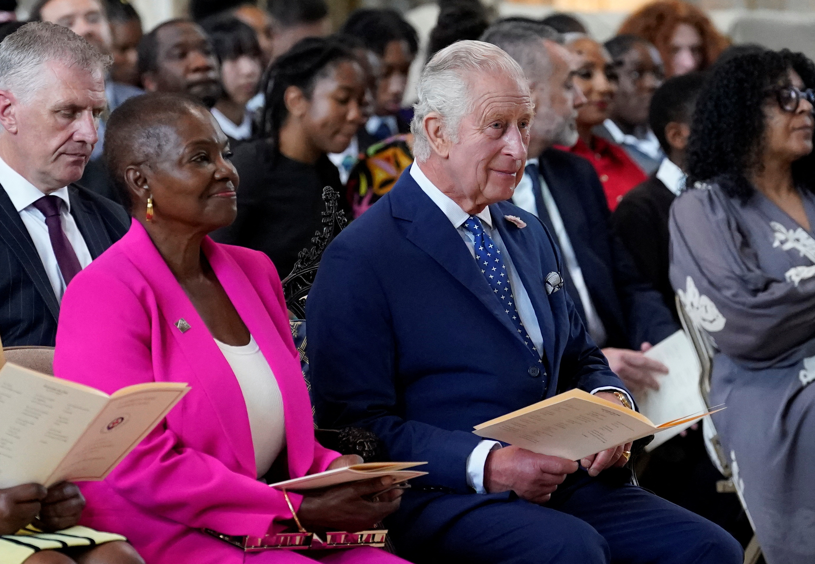 King Charles III attend a service at St George's Chapel in Windsor