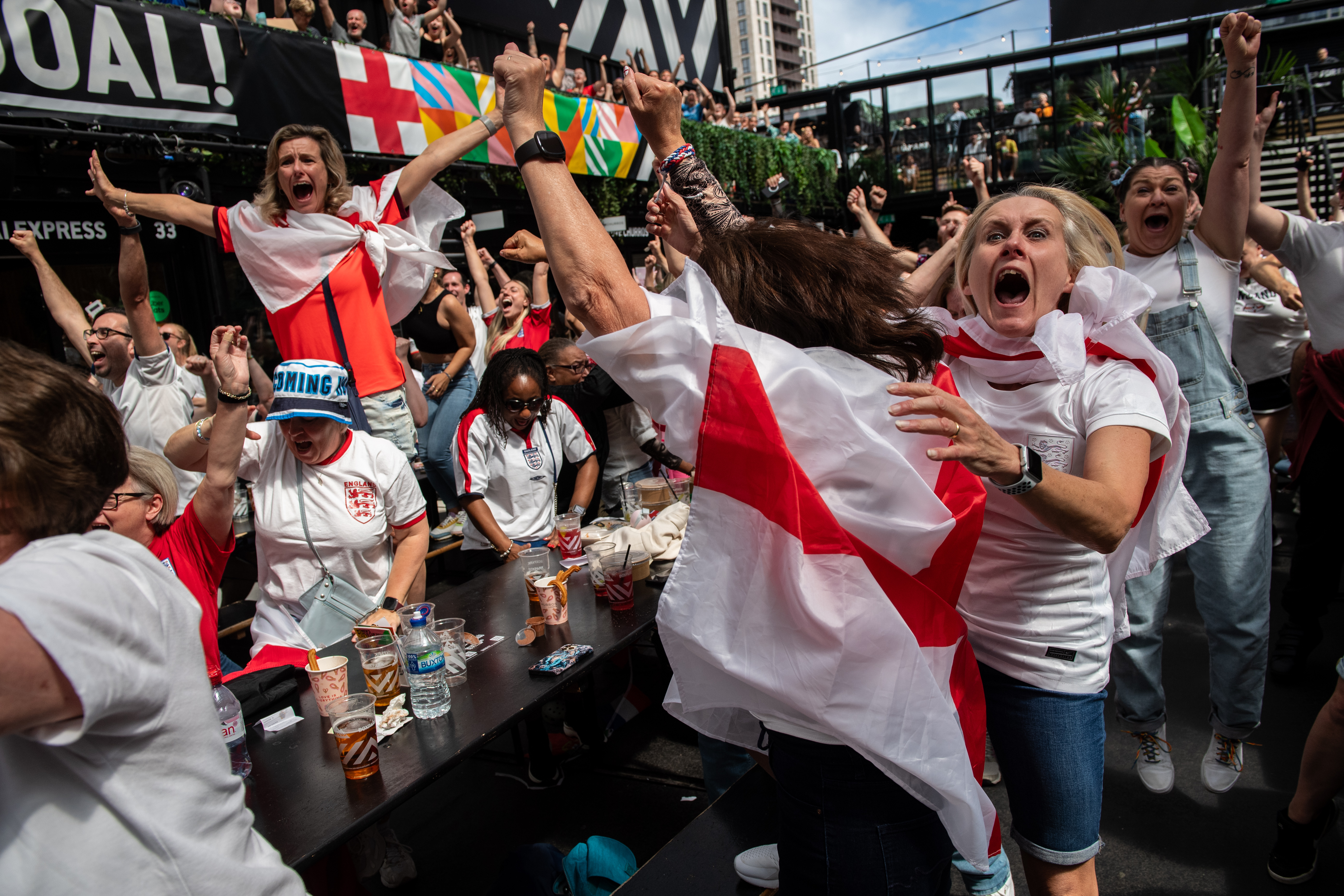 Football Fans Watch England take on Colombia In The Women's World Cup Quarter-Finals