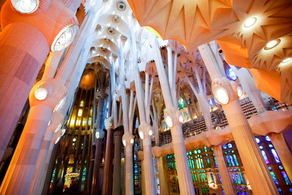 Interior view of the Expiatory Church of the Sagrada Familia