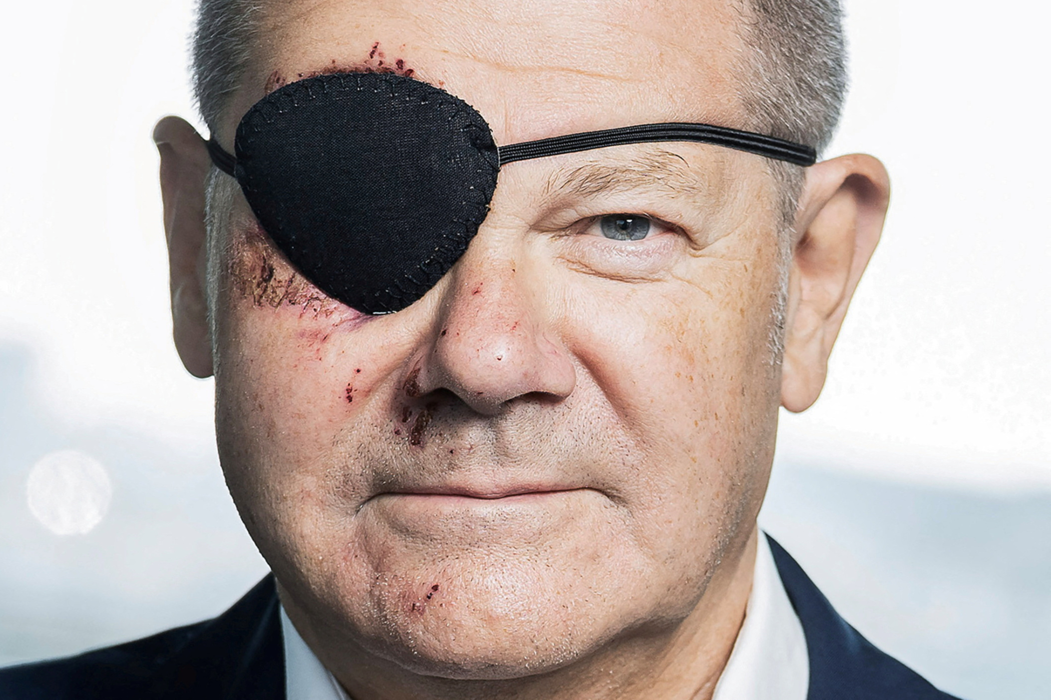 German Chancellor Scholz wears an eye patch in Berlin