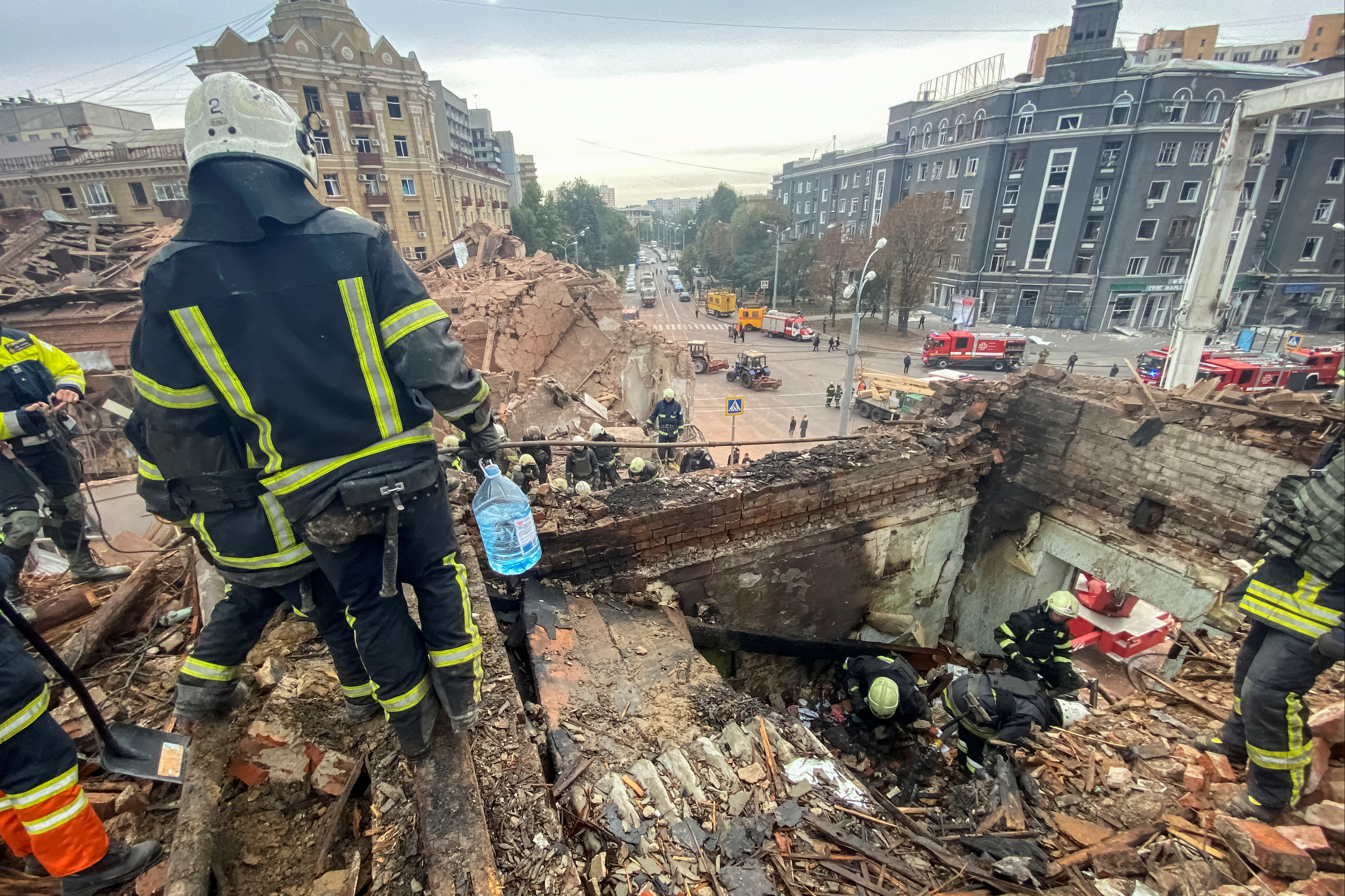 Aftermath of a Russian missile strike in Kharkiv