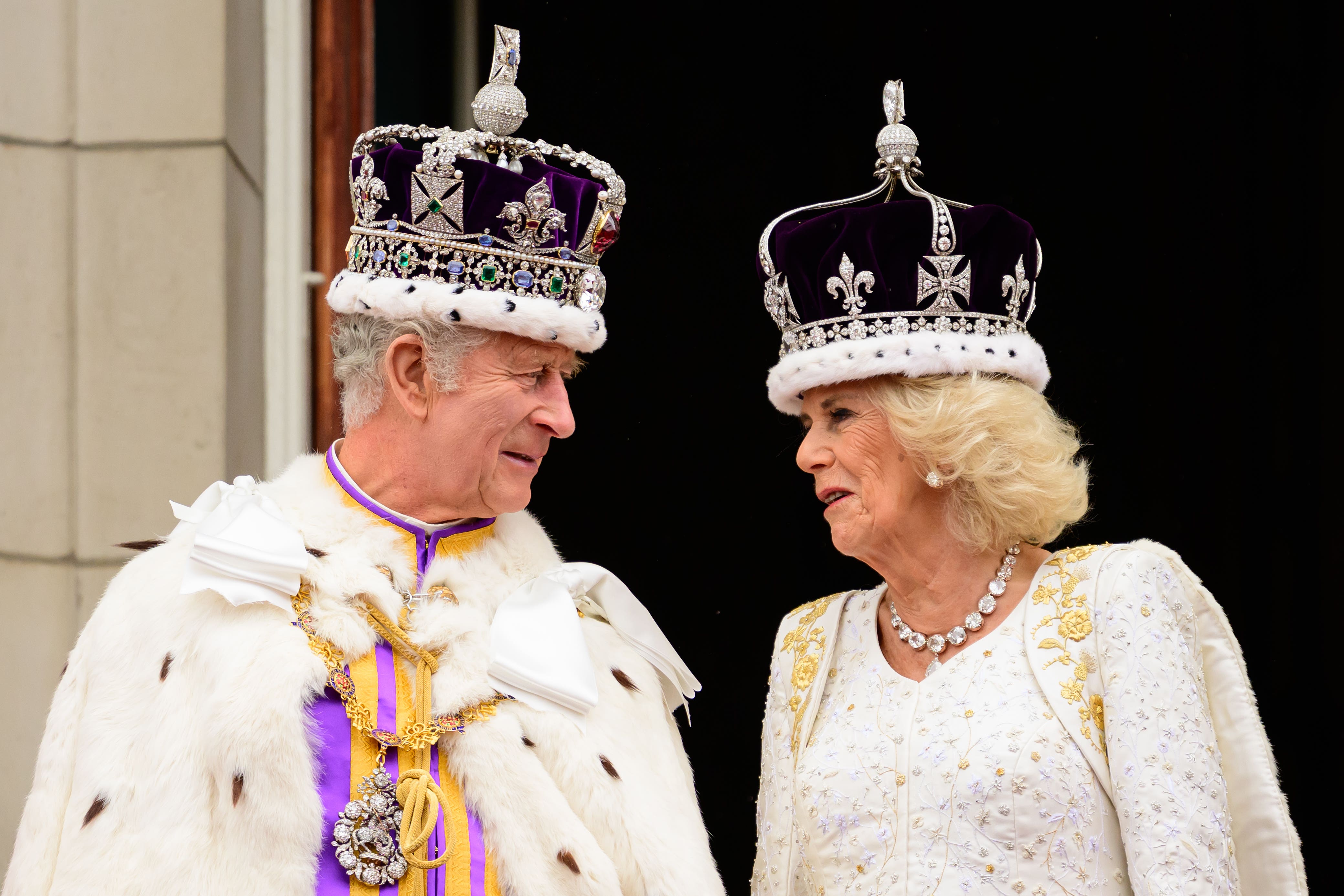 King Charles III and Queen Camilla on the balcony