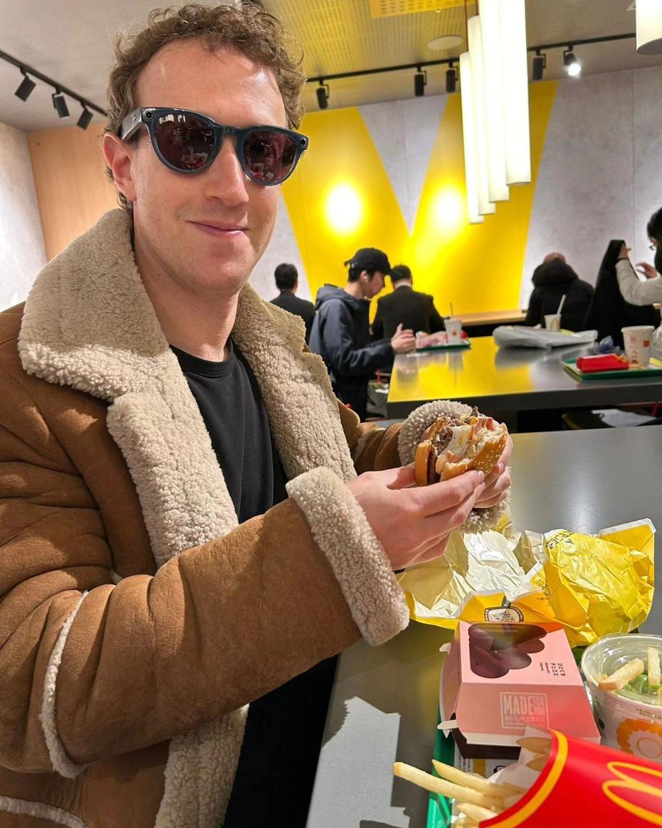 Mark Zuckerberg in his Overland sheepskin coat