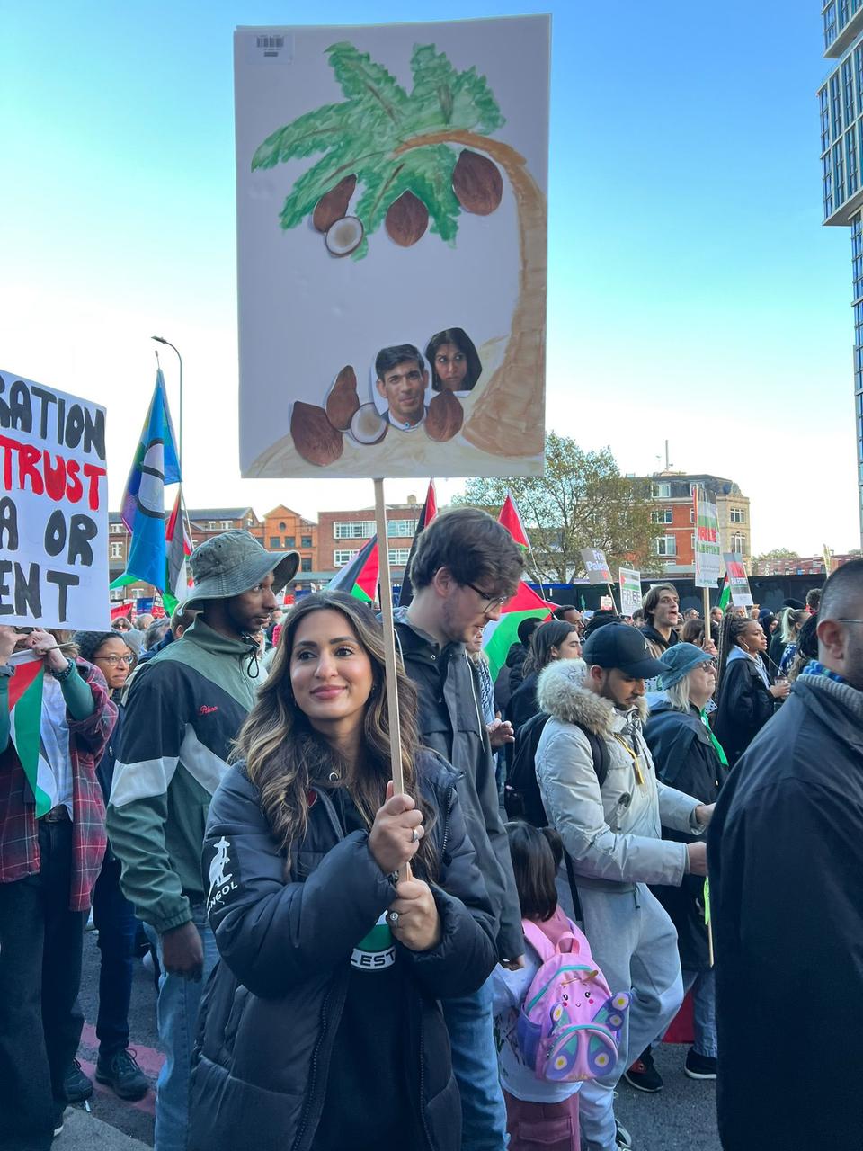 Coconut placard of Sunak and Braverman was ‘racially abusive’, court hears