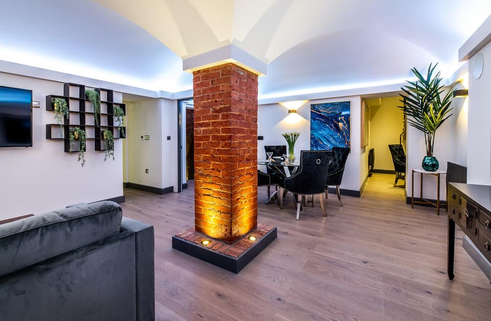Living area at flat in St Mary's Gate House