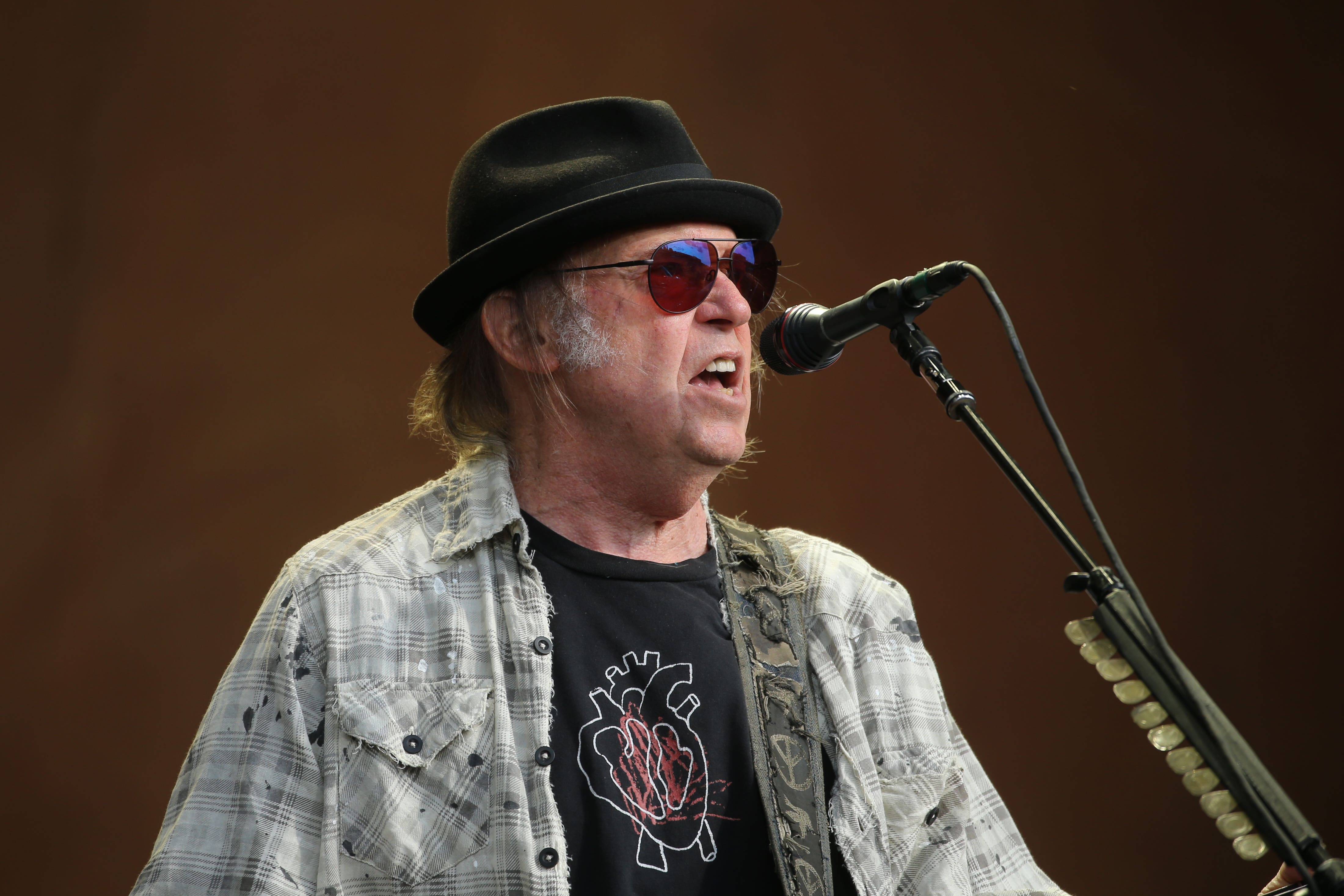 Neil Young performing on stage