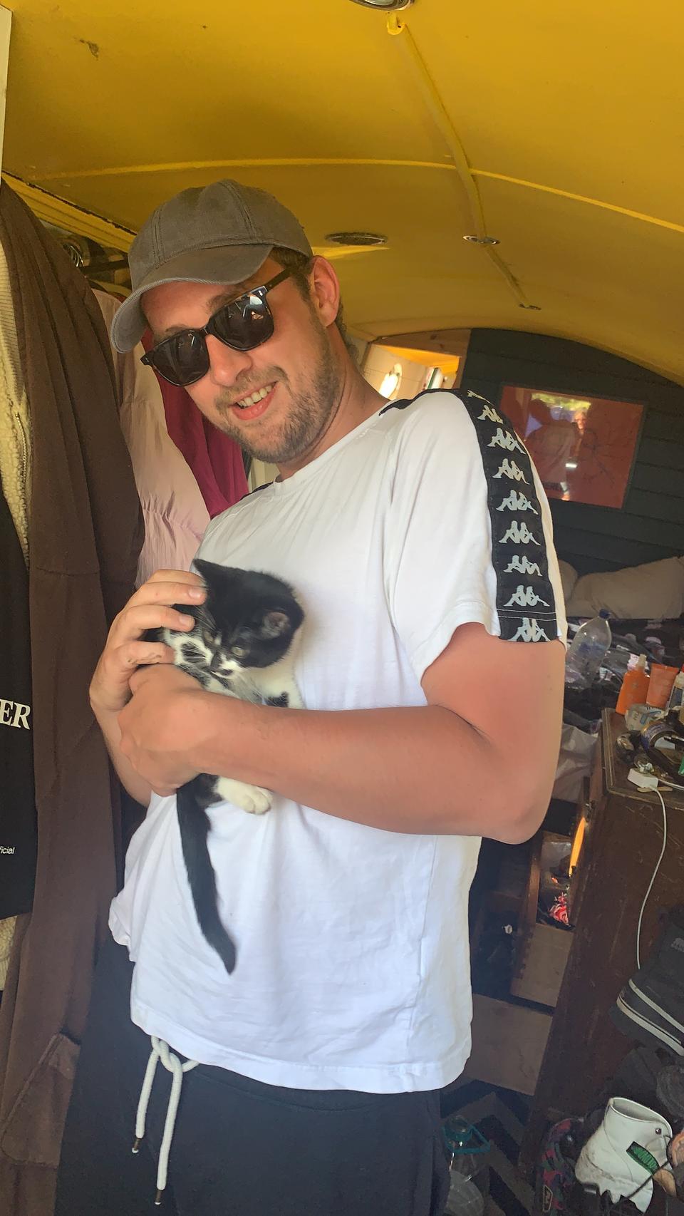 cat on houseboat