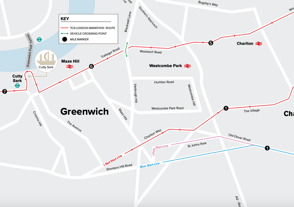 Road closures in Greenwich and Charlton for the London Marathon