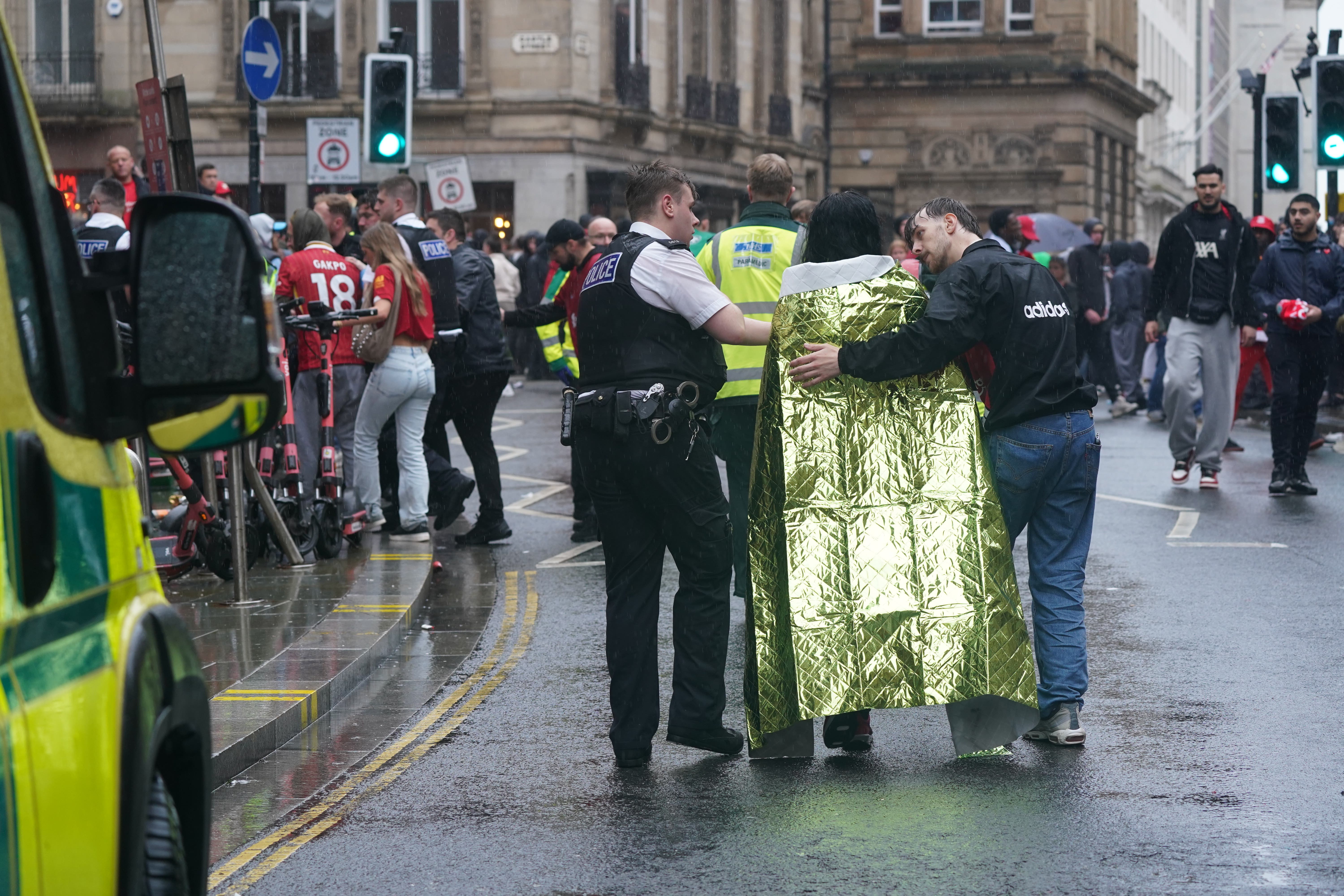 Police and emergency personnel dealing with the incident in Liverpool