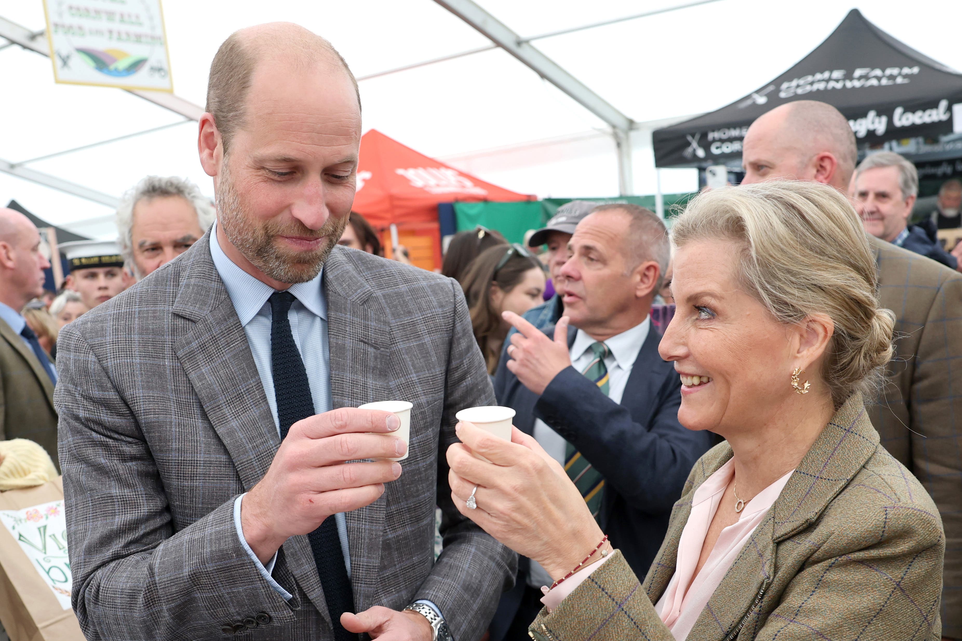 William and Sophie sample gin during rare joint outing