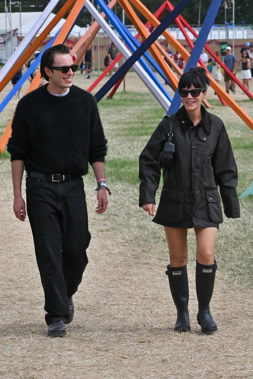 <p>Marco Capaldo and Lily Allen in Barbour</p>