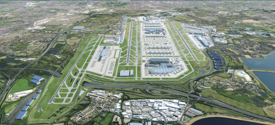 <p>CGI image of expanded Heathrow showing third runway to the left</p>