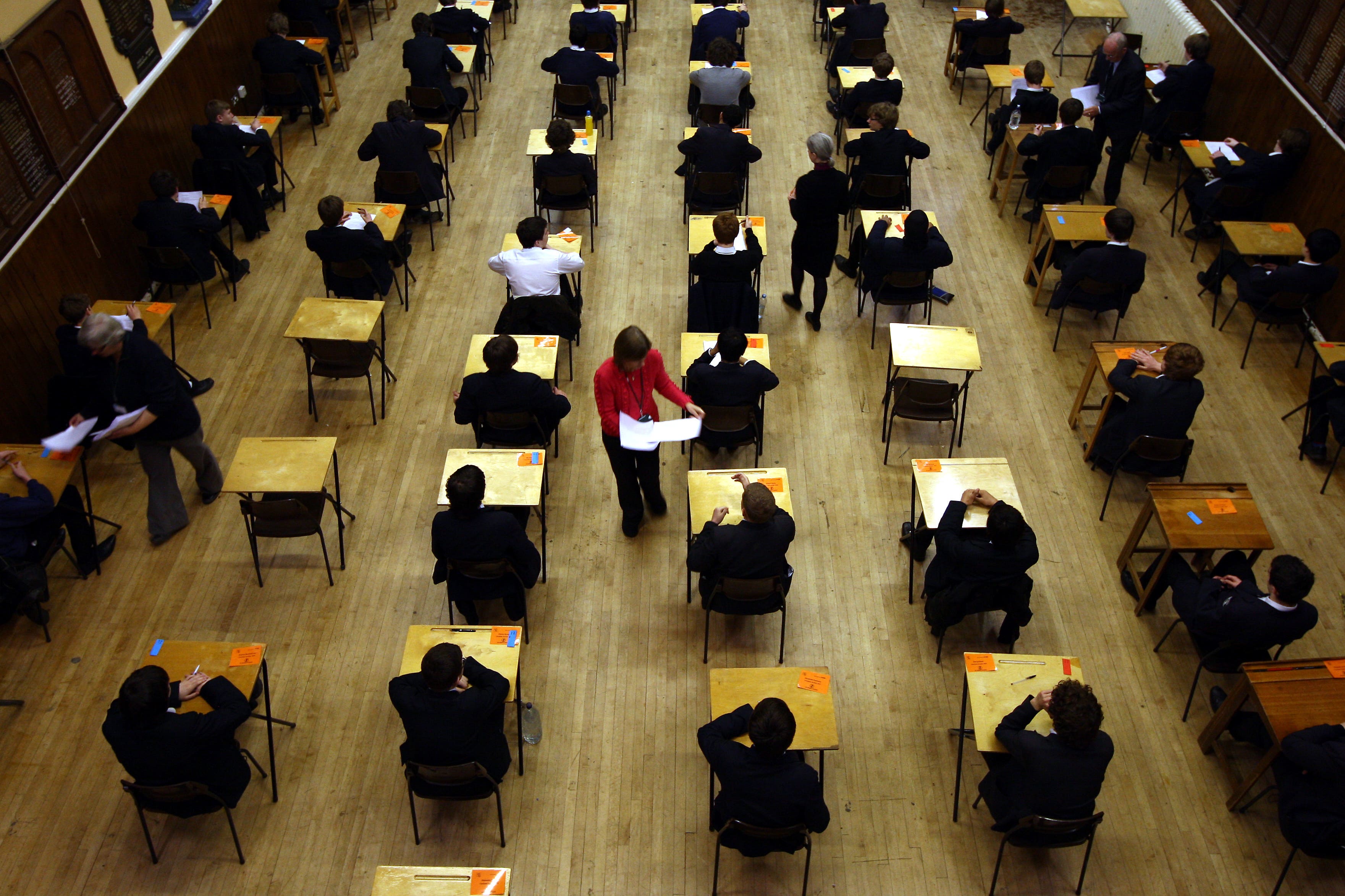 students sitting exams