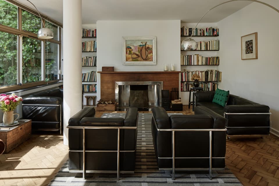 The house still contains its original parquet floors and Art Deco fireplace