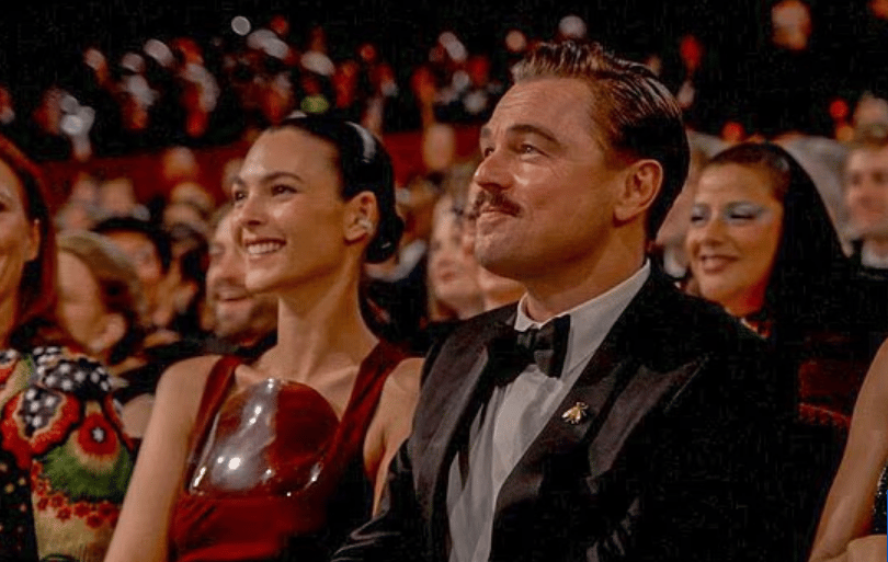 Leonardo DiCaprio Vittoria Ceretti Oscars moustache 
