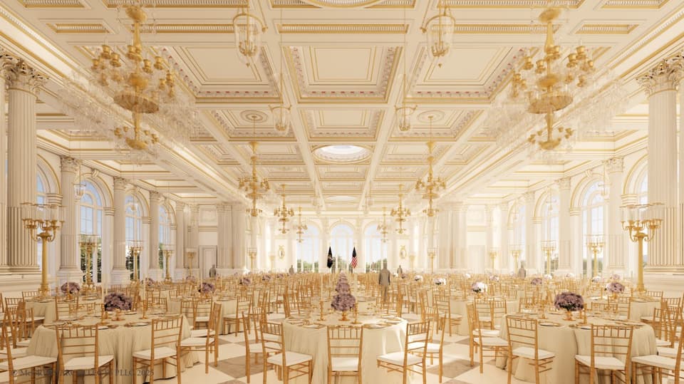 Architect's rendering of the White House ballroom