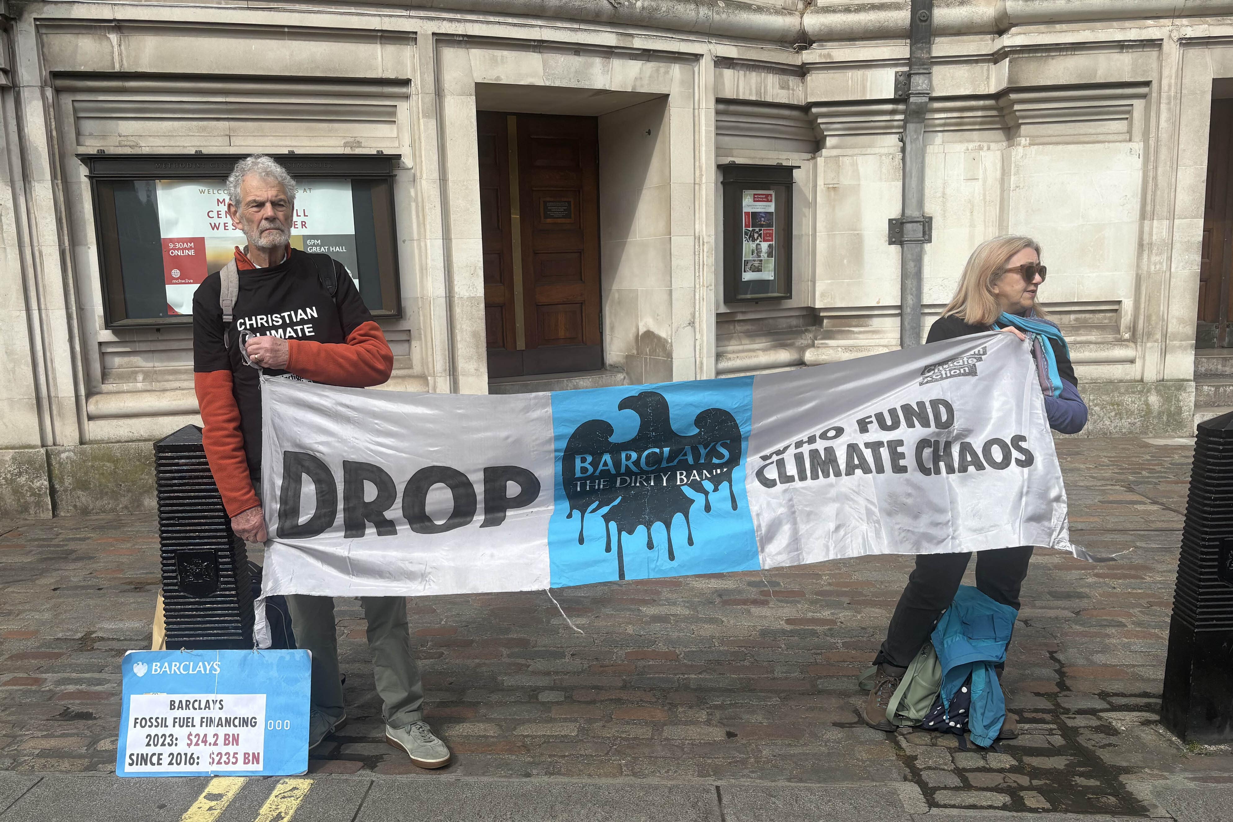 Barclays shareholder meeting targeted by Palestine and climate activists