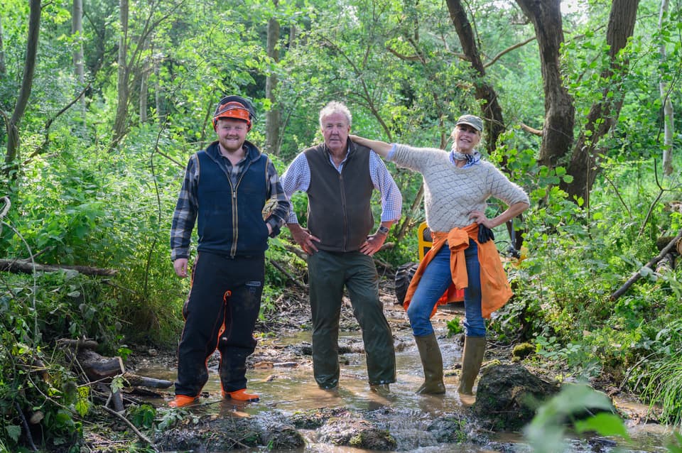 <p>Undated TV still from Clarkson's Farm – Season 5. Pictured: Kaleb Cooper, Jeremy Clarkson and Lisa Hogan. See PA Feature SHOWBIZ Download Reviews. WARNING: This picture must only be used to accompany PA Feature SHOWBIZ Download Reviews.</p>