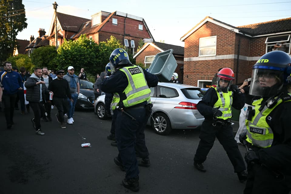Violent clashes erupted in Southampton