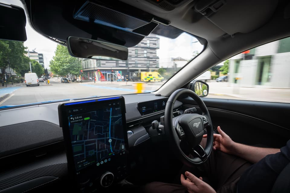 <p>EMBARGOED TO 1200 MONDAY JUNE 8 A Wayve vehicle during a demonstration of self-driving journeys at Wayve Headquarters in north London, ahead of the launch of their taxi service in London, in partnership with ride-hailing platform Uber. The company's technology uses artificial intelligence models which learn how to drive using video content, driving data and recognising patterns. Picture date: Friday June 5, 2026.</p>
