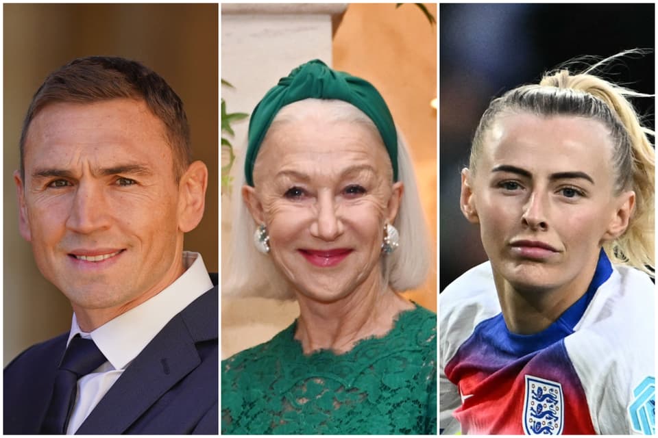 Kevin Sinfield, Helen Mirren and Chloe Kelly
