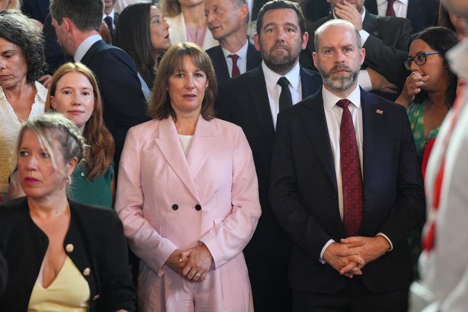 Chancellor of the Exchequer Rachel Reeves (centre) and Chief Whip Jonathan Reynolds (right) with colleagues from the Parliamentary Labour Party waiting to welcome Andy Burnham in Westminster Hall at the Houses of Parliament in central London, as he returns to the House of Commons to take up his seat after winning the Makerfield by-election. Picture date: Monday June 22, 2026.