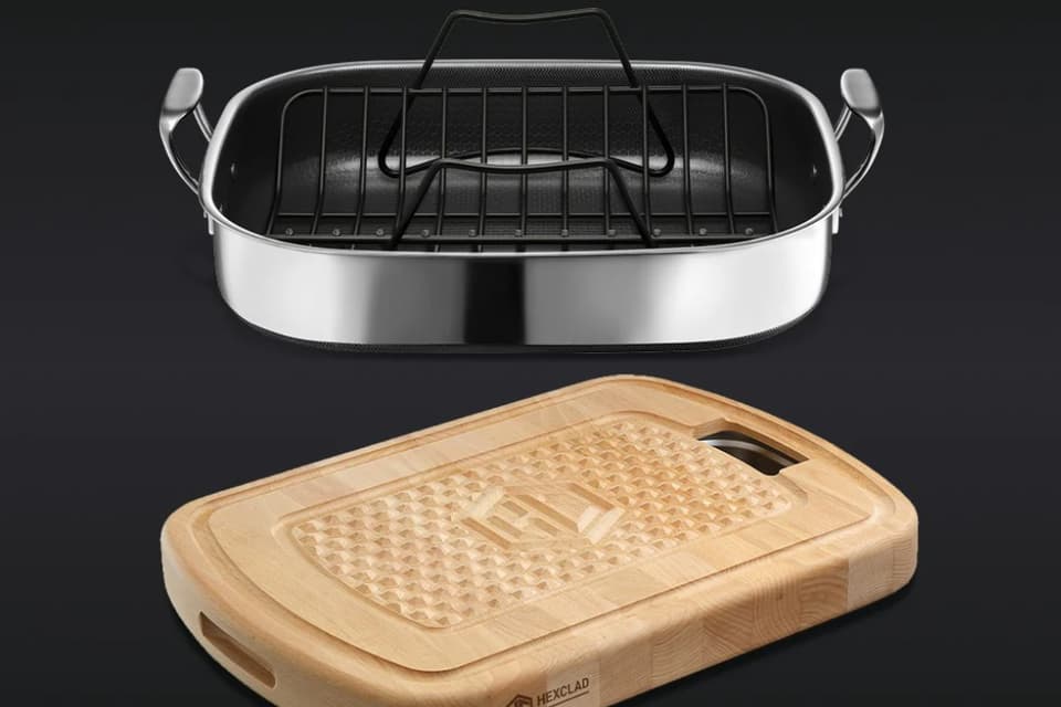 HexClad hybrid roasting and cutting board set