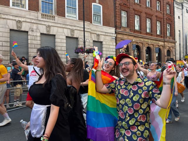 Marchers reach the finish line at Pride in London