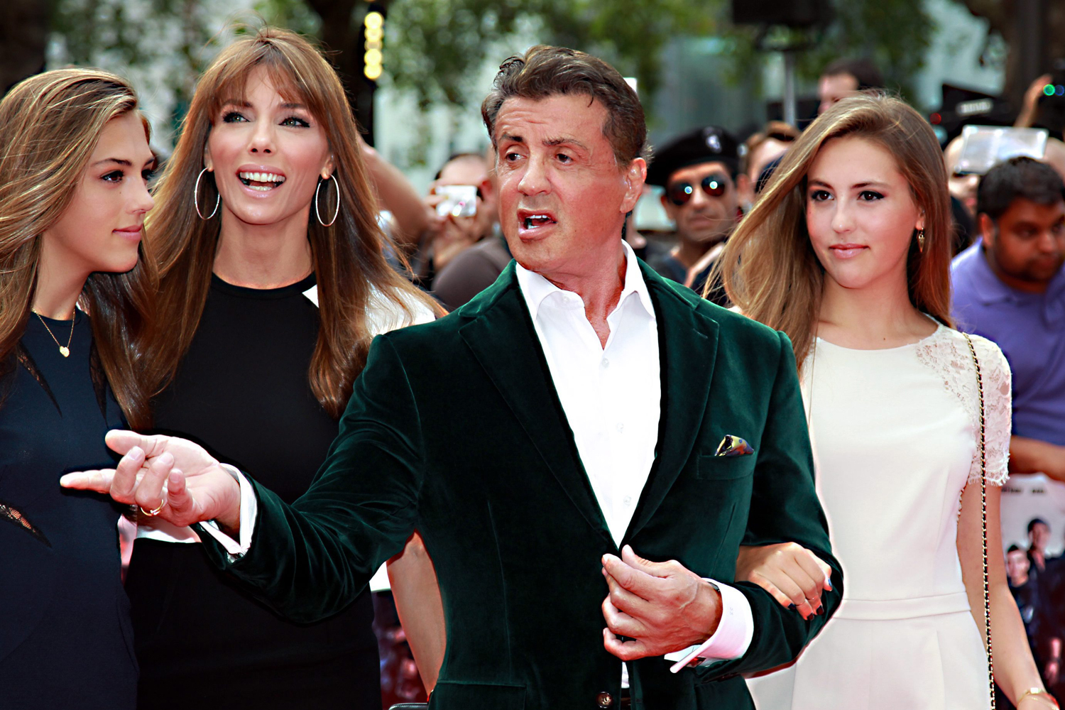 Sylvester Stallone and daughters hit the red carpet at The Expendables