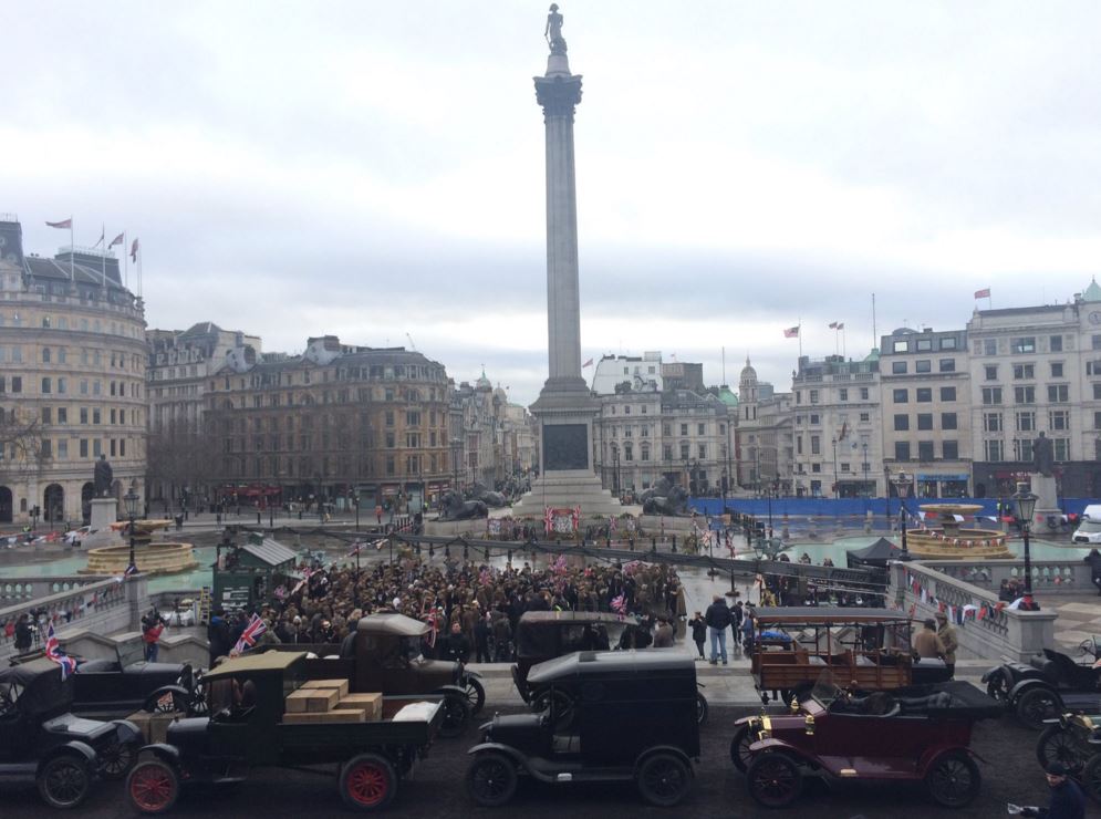 Trafalgar Square transformed into war scene for Hollywood film