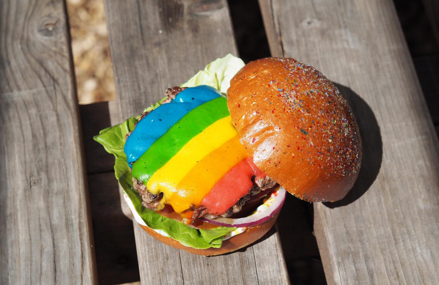 Tuck into a rainbow burger to celebrate Pride