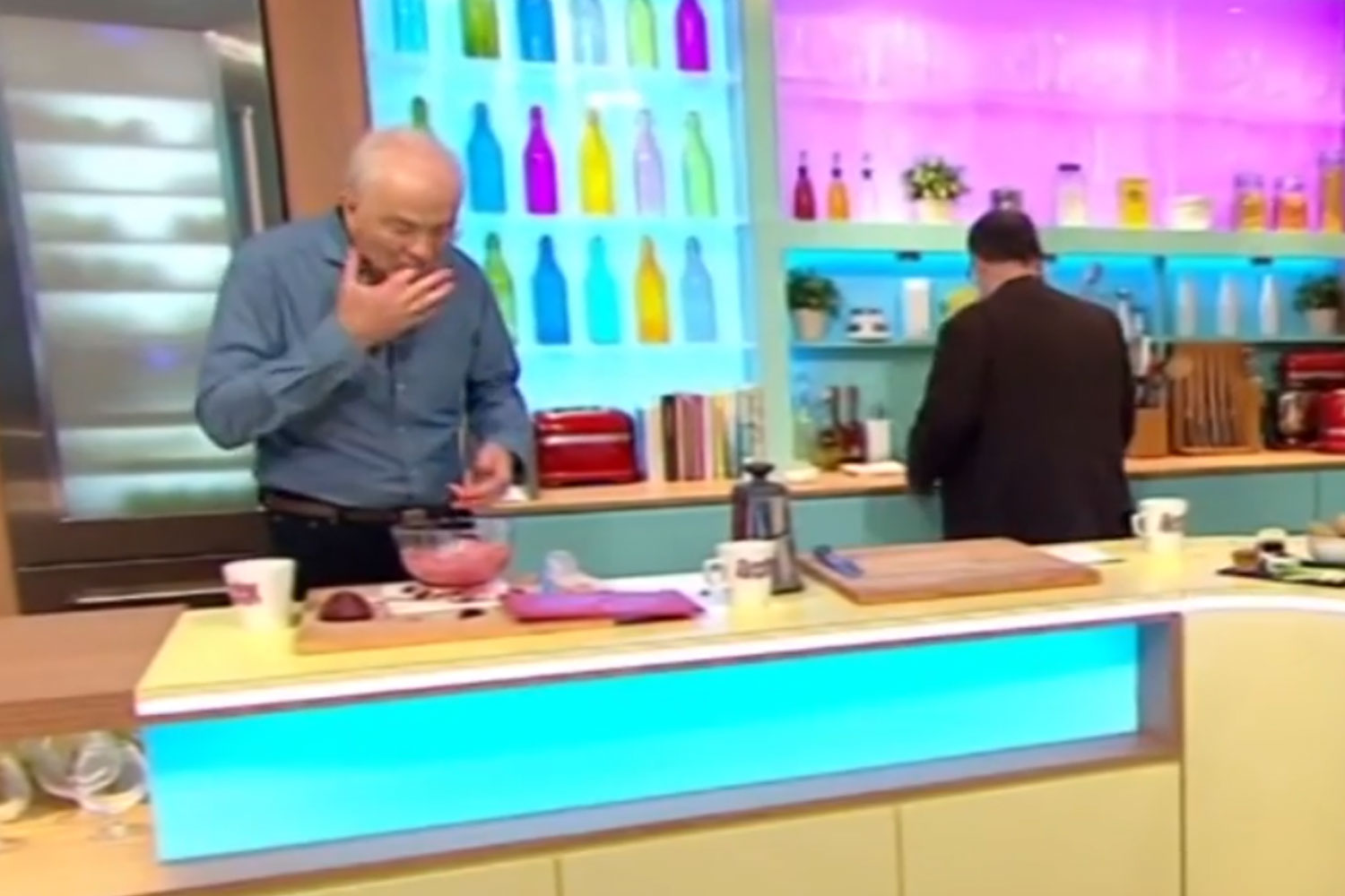David Gower unharmed after Sunday Brunch raw chicken gaffe