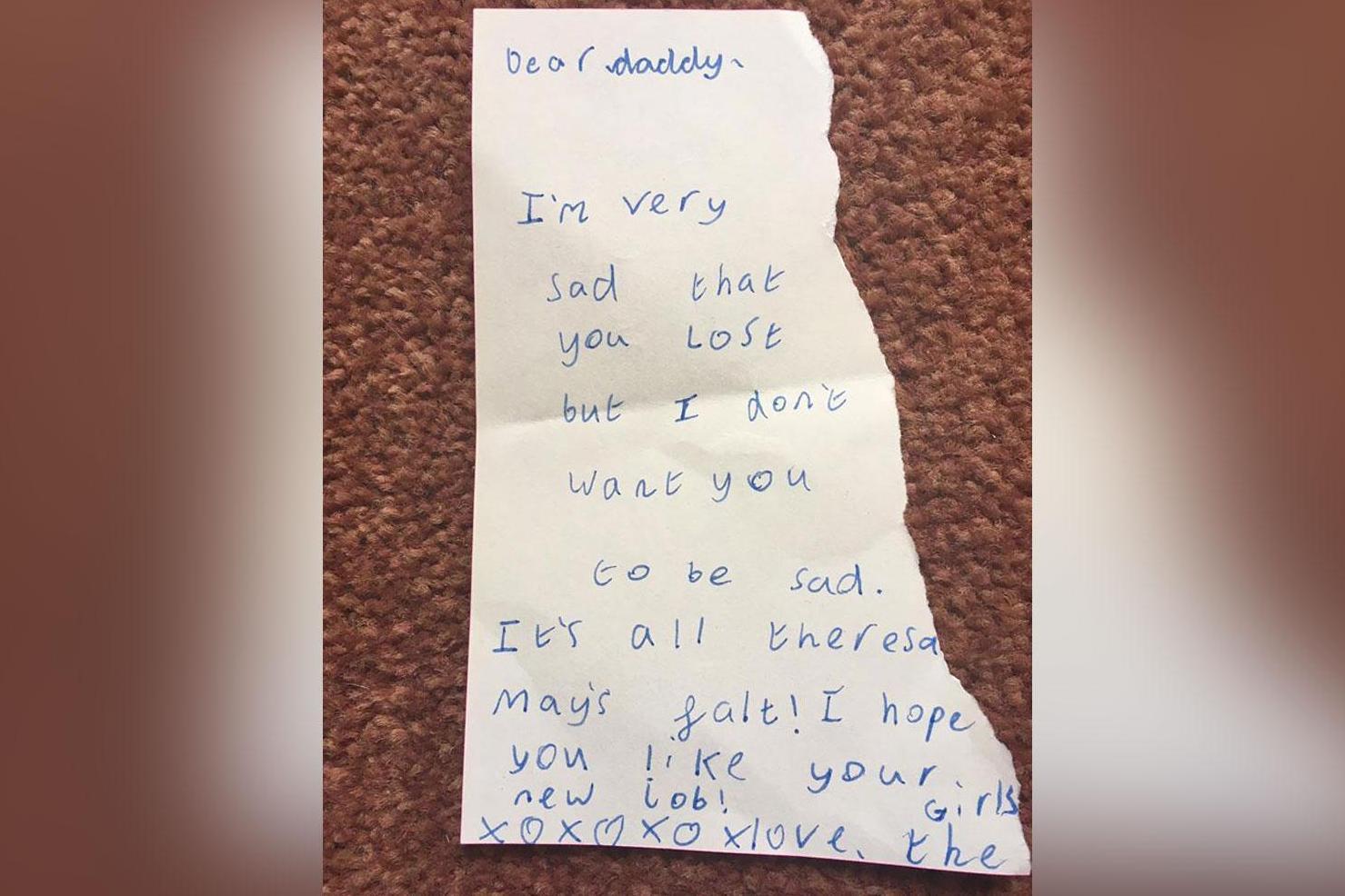 Ousted Lib Dem shares adorable note from daughter after losing seat