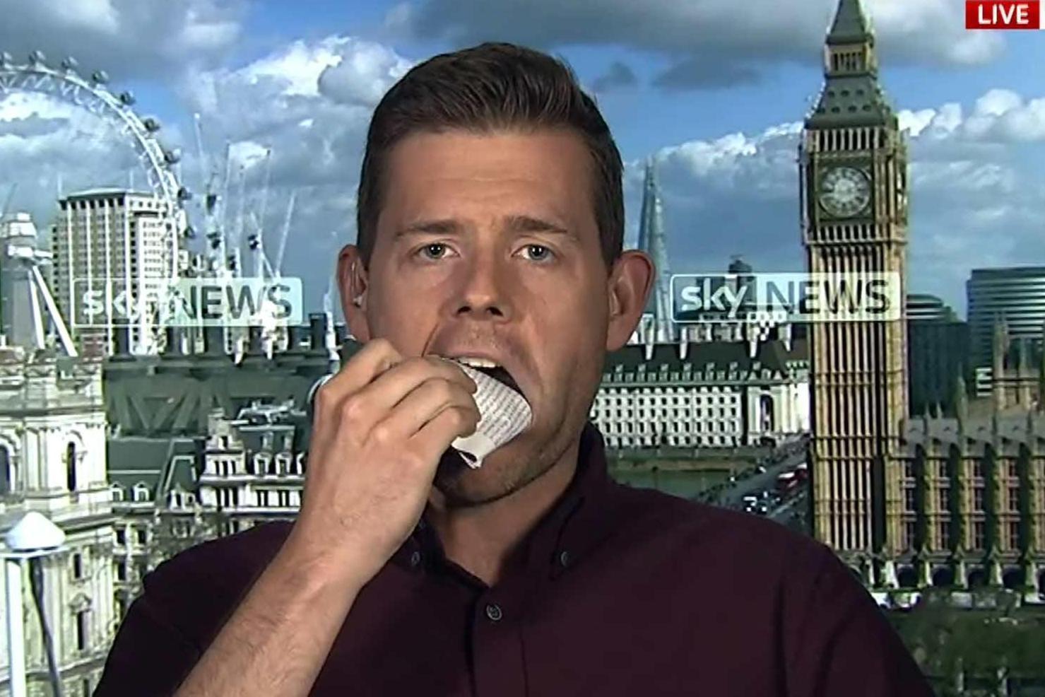 Politics expert eats his book live on Sky News after election error