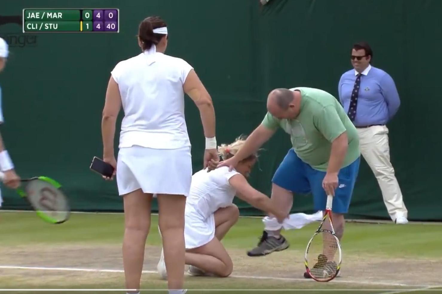 Wimbledon's new star! Portly fan squeezes into legend's skirt to play