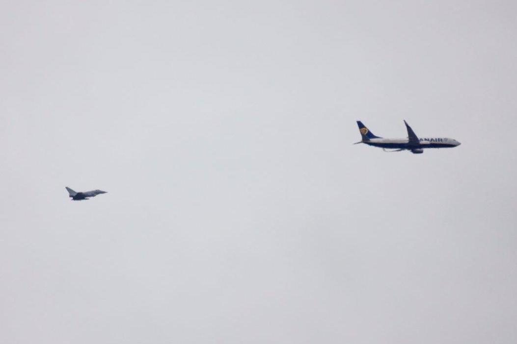 Ryanair flight escorted by two RAF fighter jets into Stansted