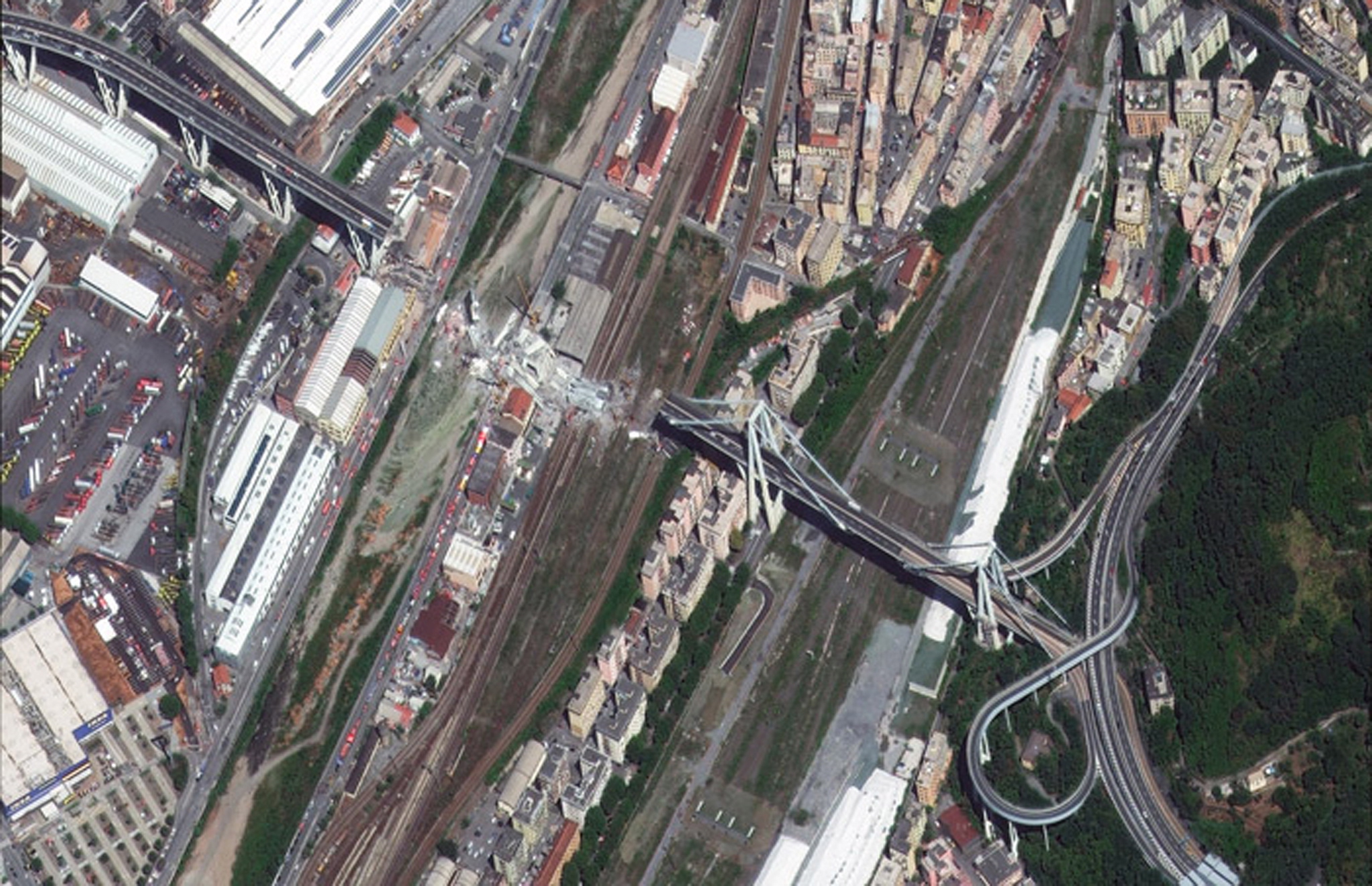 Satellite images show devastating aftermath of Genoa bridge collapse