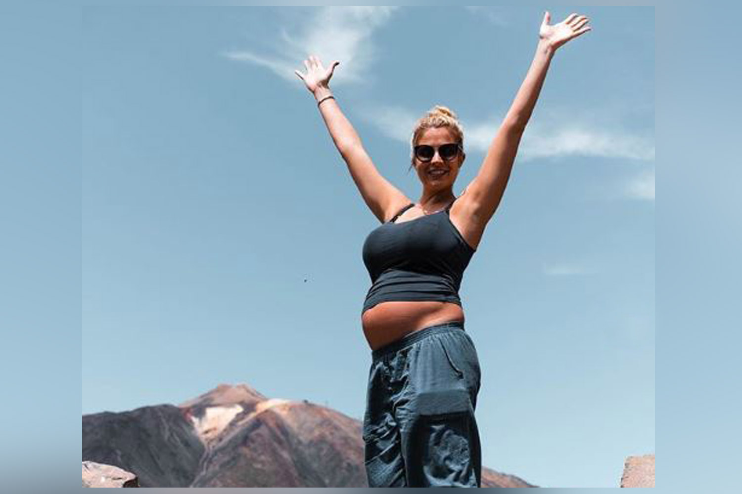 Gemma Atkinson mocks 'pregnancy police' as she climbs Mount Teide 
